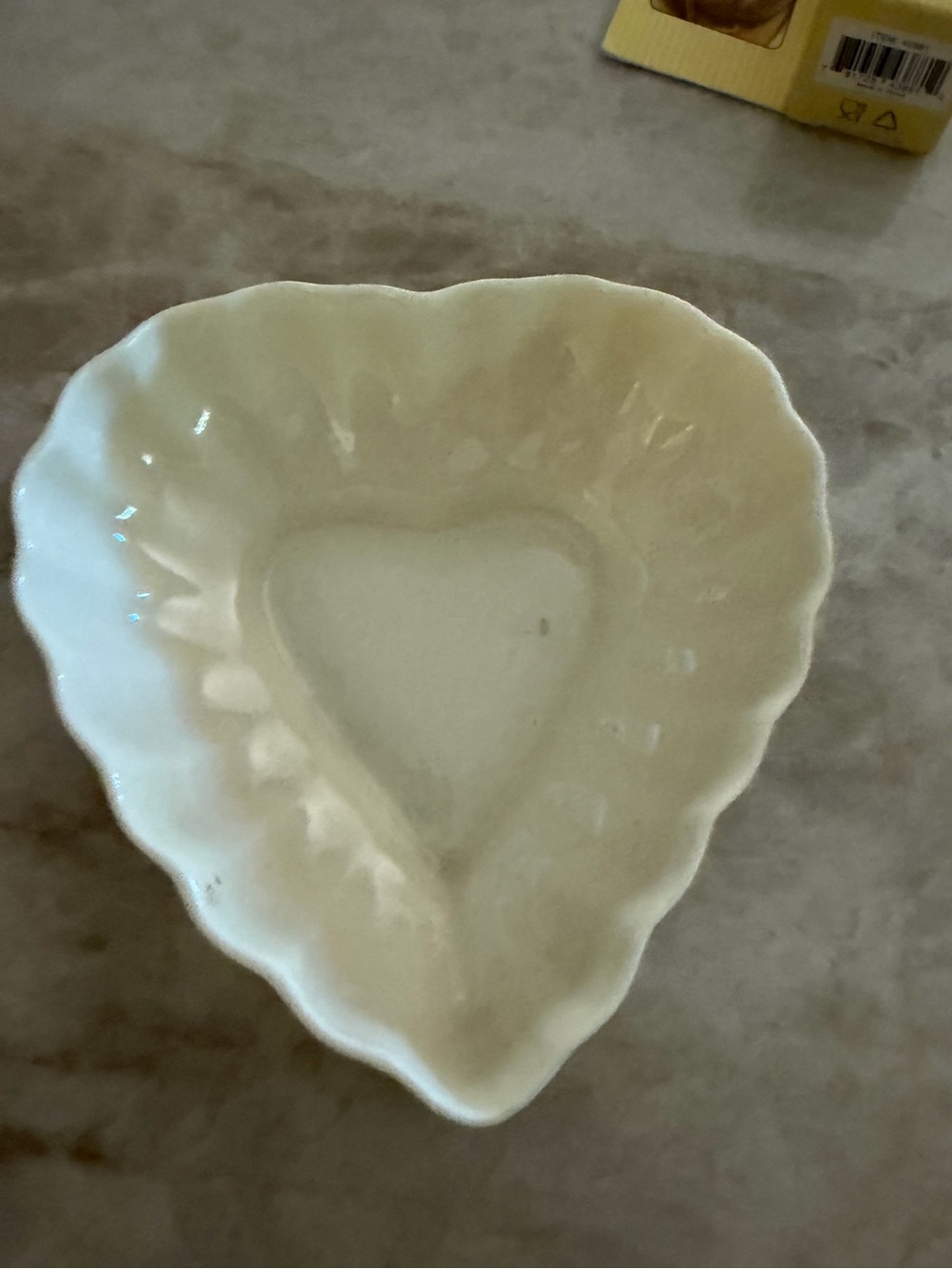 Belleek Ireland heart shaped trinket dish 4”